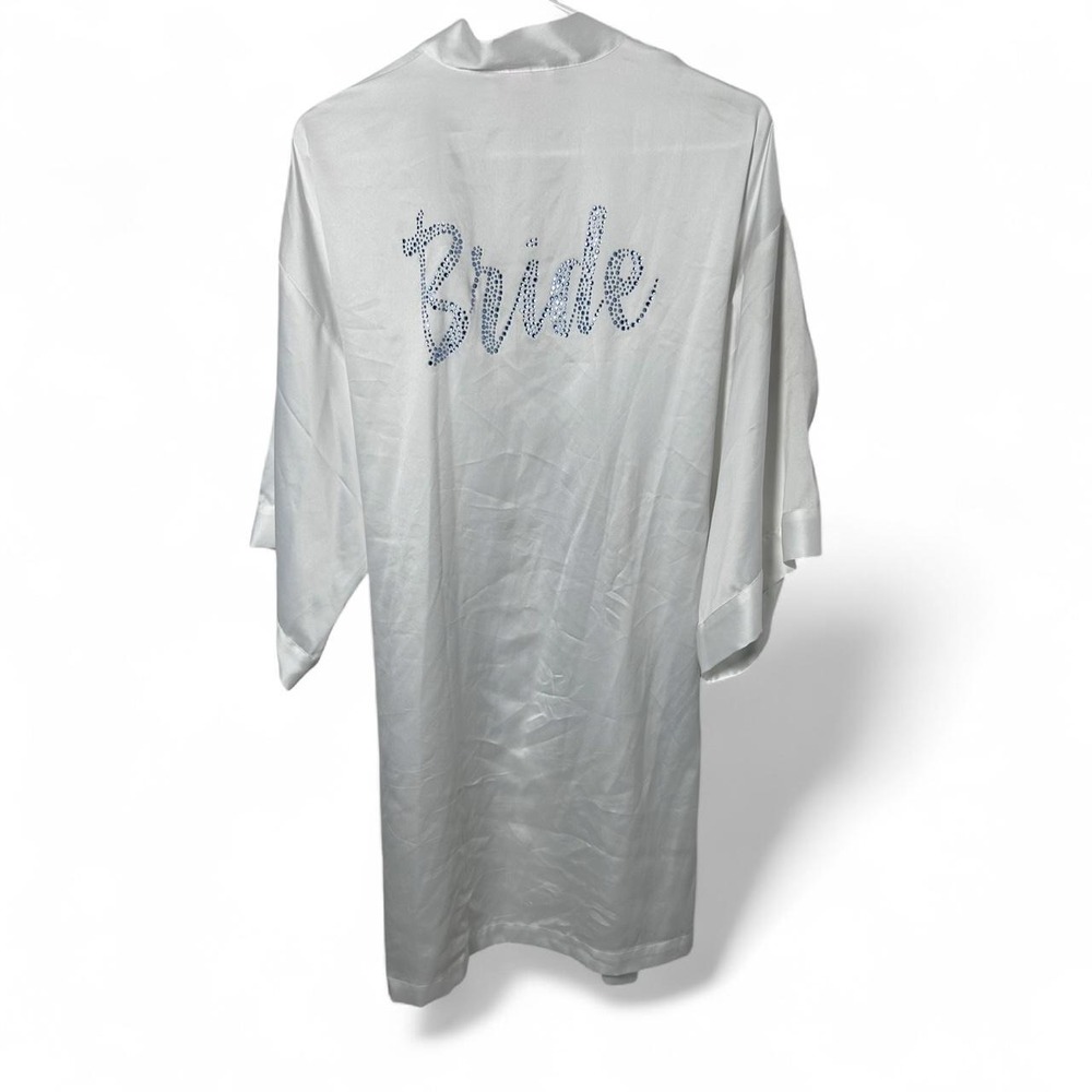 Victoria's Secret BRIDE Robe Bling‎ White Satin Wedding Kimono I Do One Size